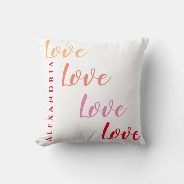 Cojín Decorativo Amar la tipografía mínima personalizada (Anverso)