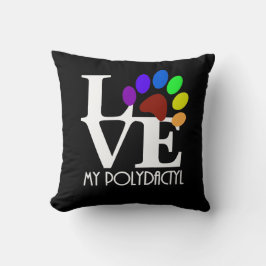 Cojín Decorativo AMAR mi polidáctilo (texto blanco)