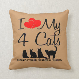 Cojín Decorativo Amar mis cuatro gatos