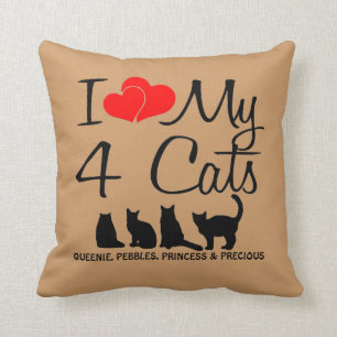 Cojín Decorativo Amar mis cuatro gatos