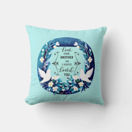 Cojín Decorativo Amar unos a otros palomas azules y blancas