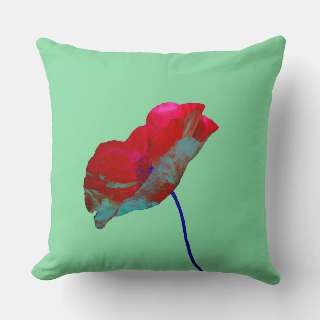Cojín Decorativo Amarilla azul roja en verde pastel (Anverso)