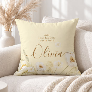 Cojín Decorativo Amarillas mariposas gingham personalizadas