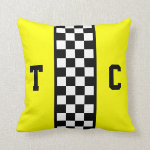 Cojín Decorativo Amarillo a cuadros del modelo del coche de