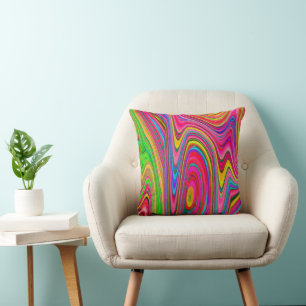 Cojín Decorativo Amarillo alucinante, rojo y azul arte abstracto gr