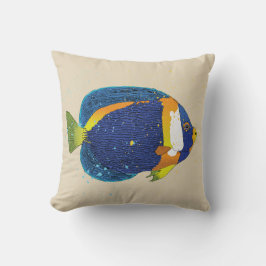 Cojín Decorativo Amarillo azul brillante Ilustracion angeláceo trop