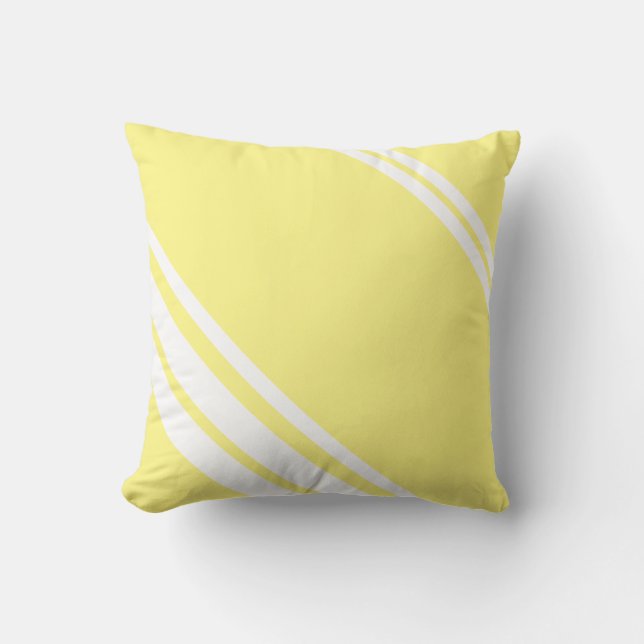 Cojín Decorativo Amarillo claro : Líneas modernas en blanco (Anverso)