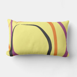 Cojín decorativo amarillo con acentos morados y ma