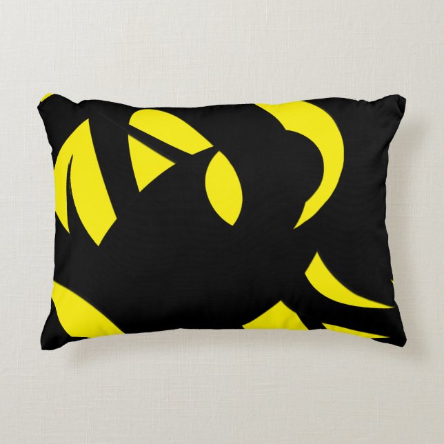 Cojín Decorativo Amarillo contemporáneo moderno / negro (Anverso)