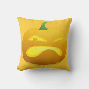 Cojín decorativo amarillo de calabaza enojado