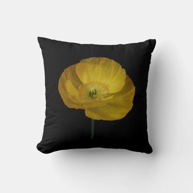 Cojín decorativo amarillo de la amapola (Anverso)