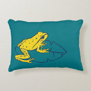 Cojín decorativo amarillo de la rana