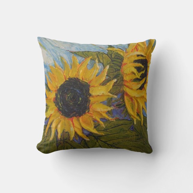 Cojín decorativo amarillo de los girasoles (Anverso)