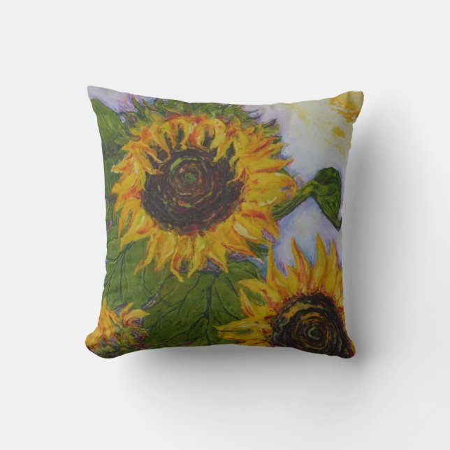 Cojín decorativo amarillo de los girasoles (Anverso)