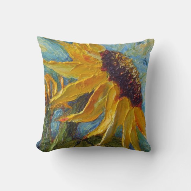 Cojín decorativo amarillo del girasol (Anverso)