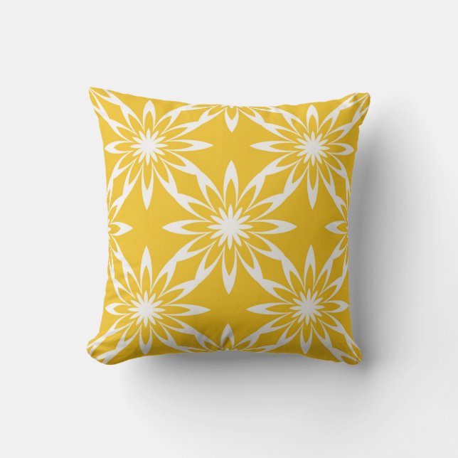 Cojín decorativo amarillo del maíz - diseño floral (Anverso)