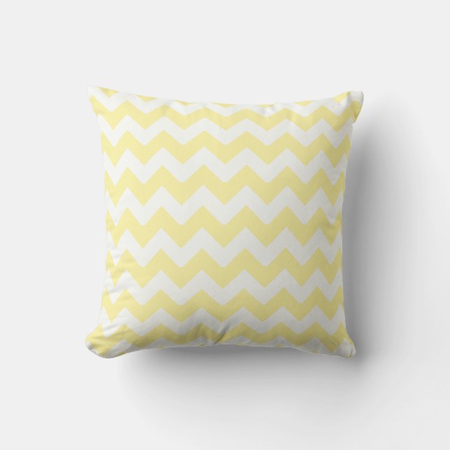 Cojín Decorativo Amarillo del ranúnculo de Chevron (Anverso)