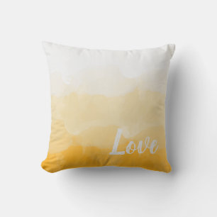 Cojín Decorativo Amarillo Dorado Amor Acuarela