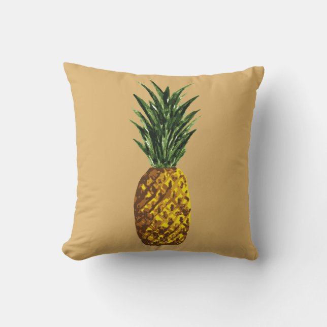 Cojín Decorativo Amarillo dorado de piña tropical (Anverso)