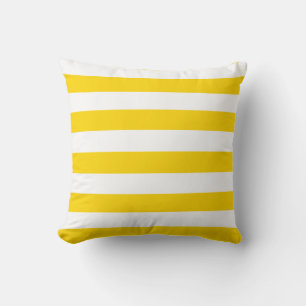 Cojín Decorativo Amarillo Dorado y Rayas Blancas