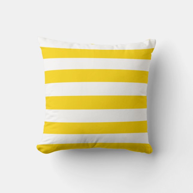 Cojín Decorativo Amarillo Dorado y Rayas Blancas (Anverso)