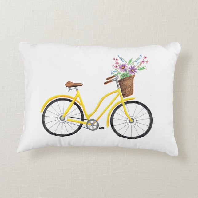 Cojín decorativo amarillo dulce de la bicicleta (Reverso)