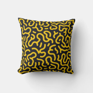 Cojín Decorativo Amarillo Eléctrico Reacción Difusión Abstracto Cib