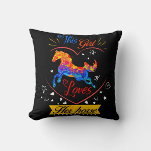 Cojín Decorativo Amarillo Esta Chica ama su caballo