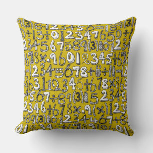 Cojín Decorativo amarillo garabato de matemáticas