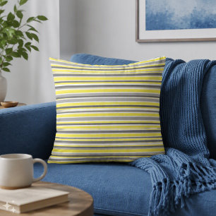 Cojín Decorativo Amarillo Gris Rayas Modernas