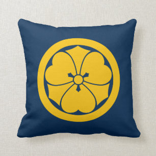 Cojín Decorativo Amarillo japonés del clan del samurai de Sakai