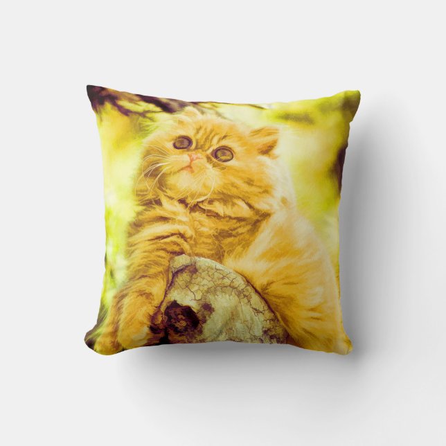 Cojín decorativo amarillo Kitty (Anverso)