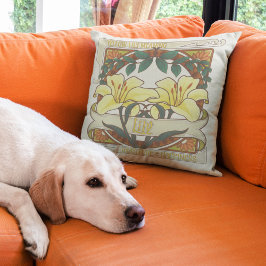 Cojín Decorativo Amarillo Lily Vintage Flores Gratitud Felicidad