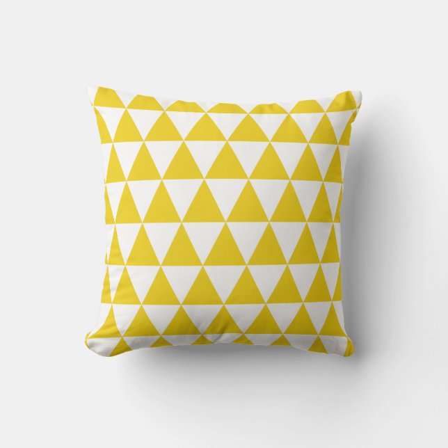 Cojín decorativo amarillo limón de los triángulos (Anverso)