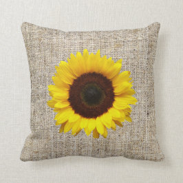 Cojín Decorativo amarillo naranja Sunflower burlap decoración de ca
