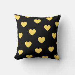 Cojín Decorativo Amarillo negro acogedor corazón de Moda romántica 