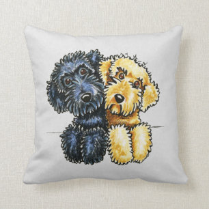 Cojín Decorativo Amarillo negro de Labradoodles alineado