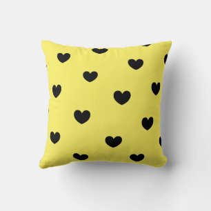 Cojín Decorativo Amarillo negro lindo y acogedor corazón de Moda ro