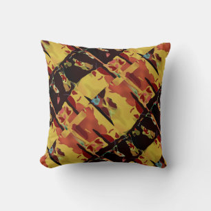 Cojín Decorativo Amarillo Negro Oscuro Rojo inclinado Abstracto Gra