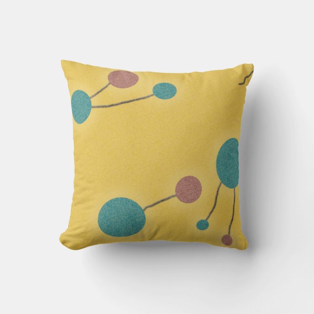 Cojín Decorativo Amarillo retro punteado del universo (Anverso)