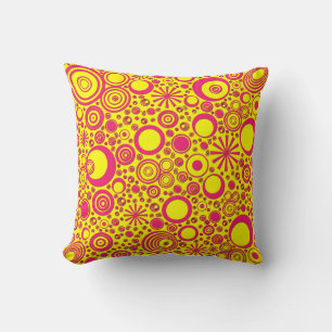 Cojín decorativo amarillo rosado redondeado