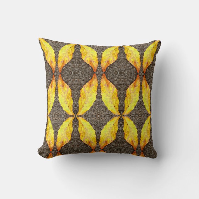 Cojín Decorativo amarillo sobre la caída gris deja la espalda sólid (Anverso)