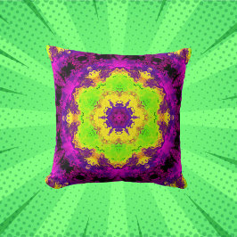 Cojín Decorativo Amarillo verde psicodélico y morado