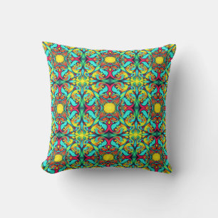 Cojín decorativo amarillo y azul