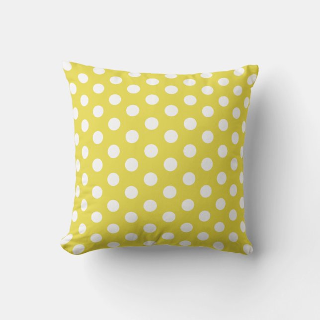 Cojín decorativo amarillo y blanco de Polkadot (Anverso)