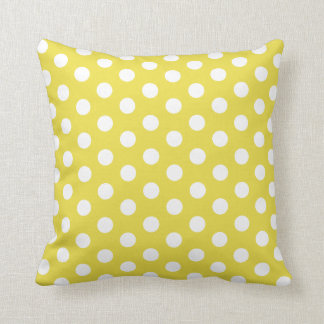 Cojín decorativo amarillo y blanco de Polkadot