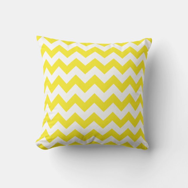 Cojín Decorativo Amarillo y Chevron Blanco (Anverso)