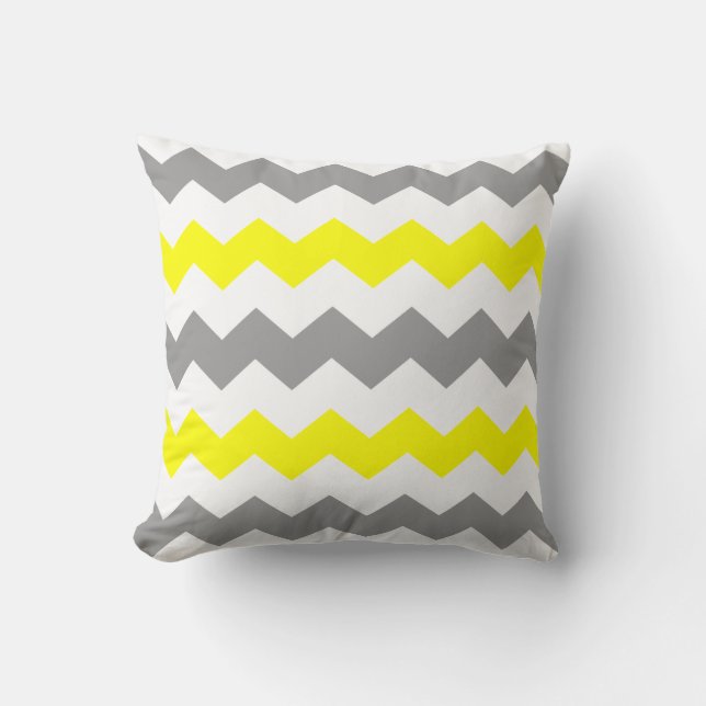 Cojín decorativo amarillo y gris de Chevron (Anverso)