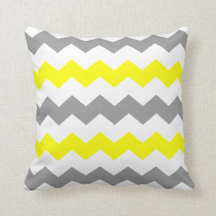 Cojín decorativo amarillo y gris de Chevron