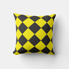 Cojín Decorativo Amarillo y negro comprobados del diamante